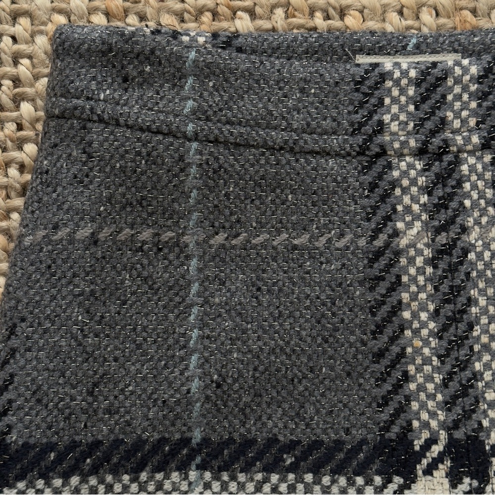 BURBERRY plaid Front-& Back Slit Wool Blend Skirt - Gray - Picture 5 of 16